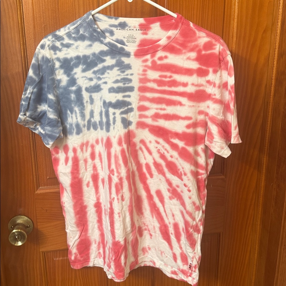 American Eagle Red White & Blue tie dye tee size small